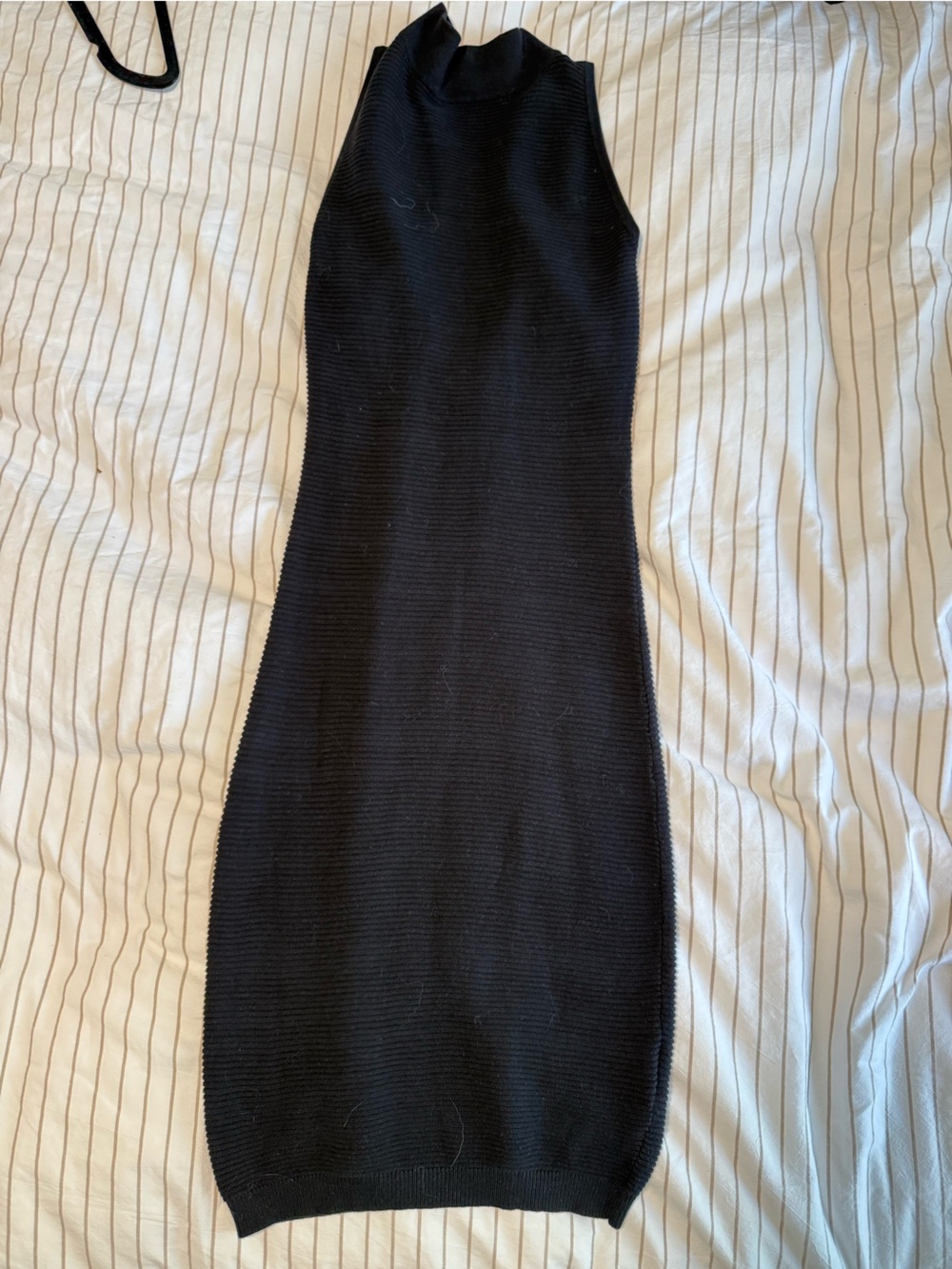 Black Ribbed Knit Midi dress